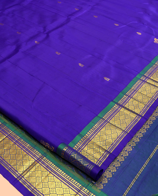 Blue Jaal Design Kanchipuram Silk Saree