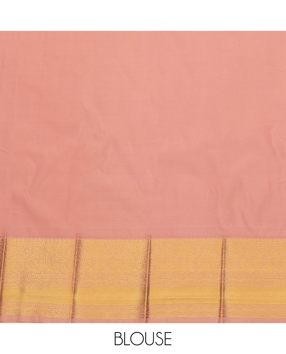 Brown Budget Silk Saree, Beautified with Zari Buttas and Stripes, a Contrast Traditional Zari Border, Grand Pallu, and a Contrast Blouse