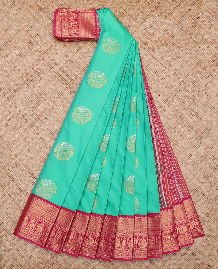Turquoise Paisley Budget Silk Saree