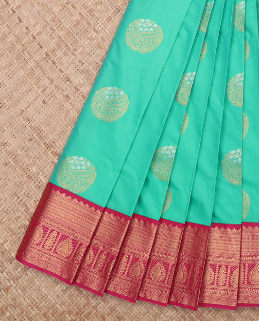 Turquoise Paisley Budget Silk Saree