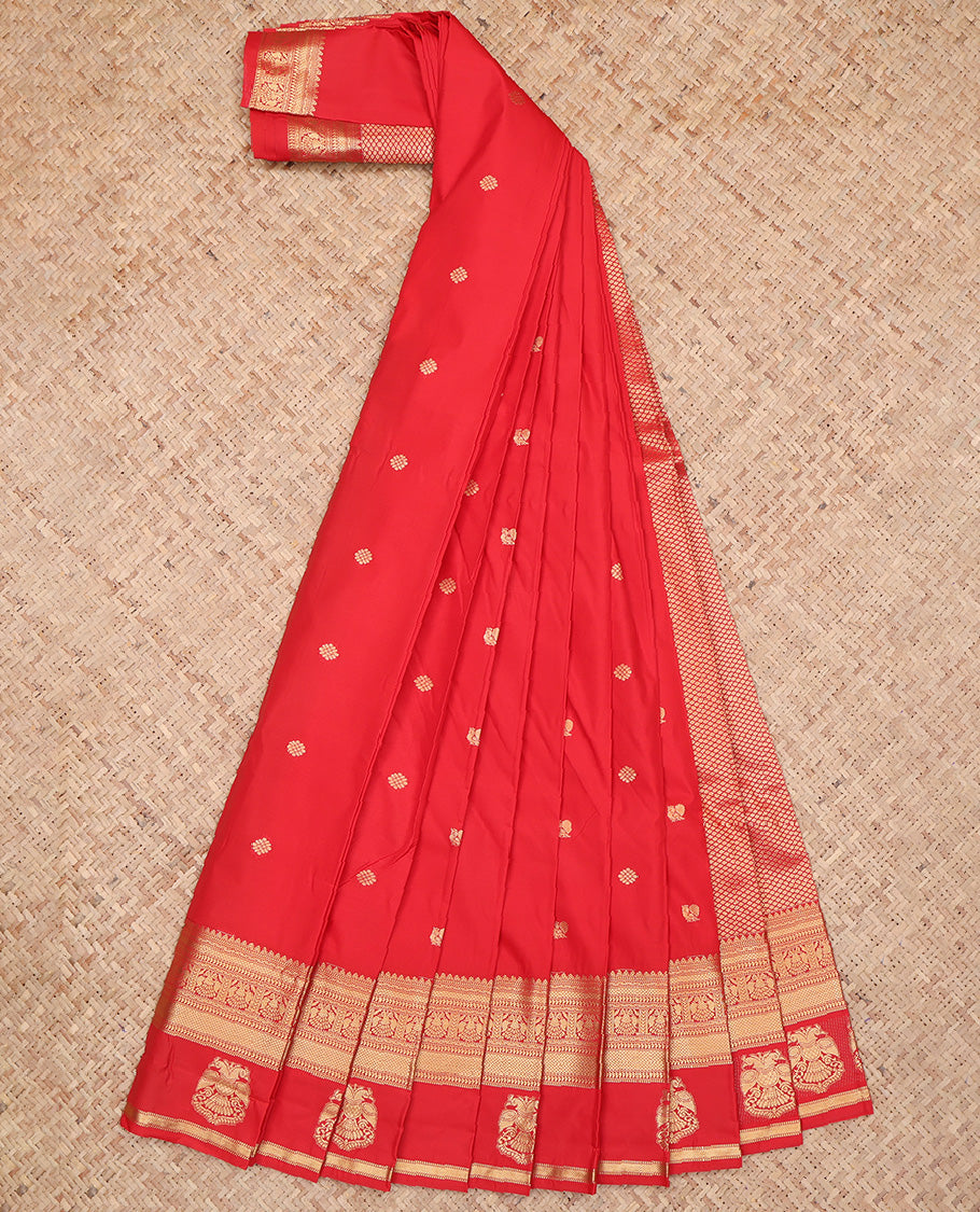 Red Traditional Zari Design Border Budget Silk Saree