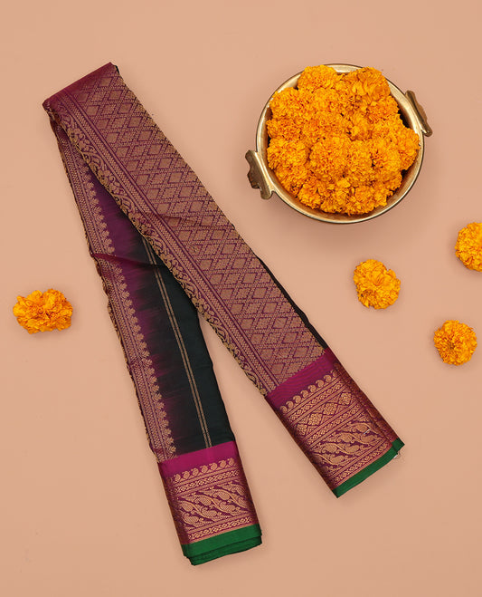 Dark Green Gadwal Silk Saree
