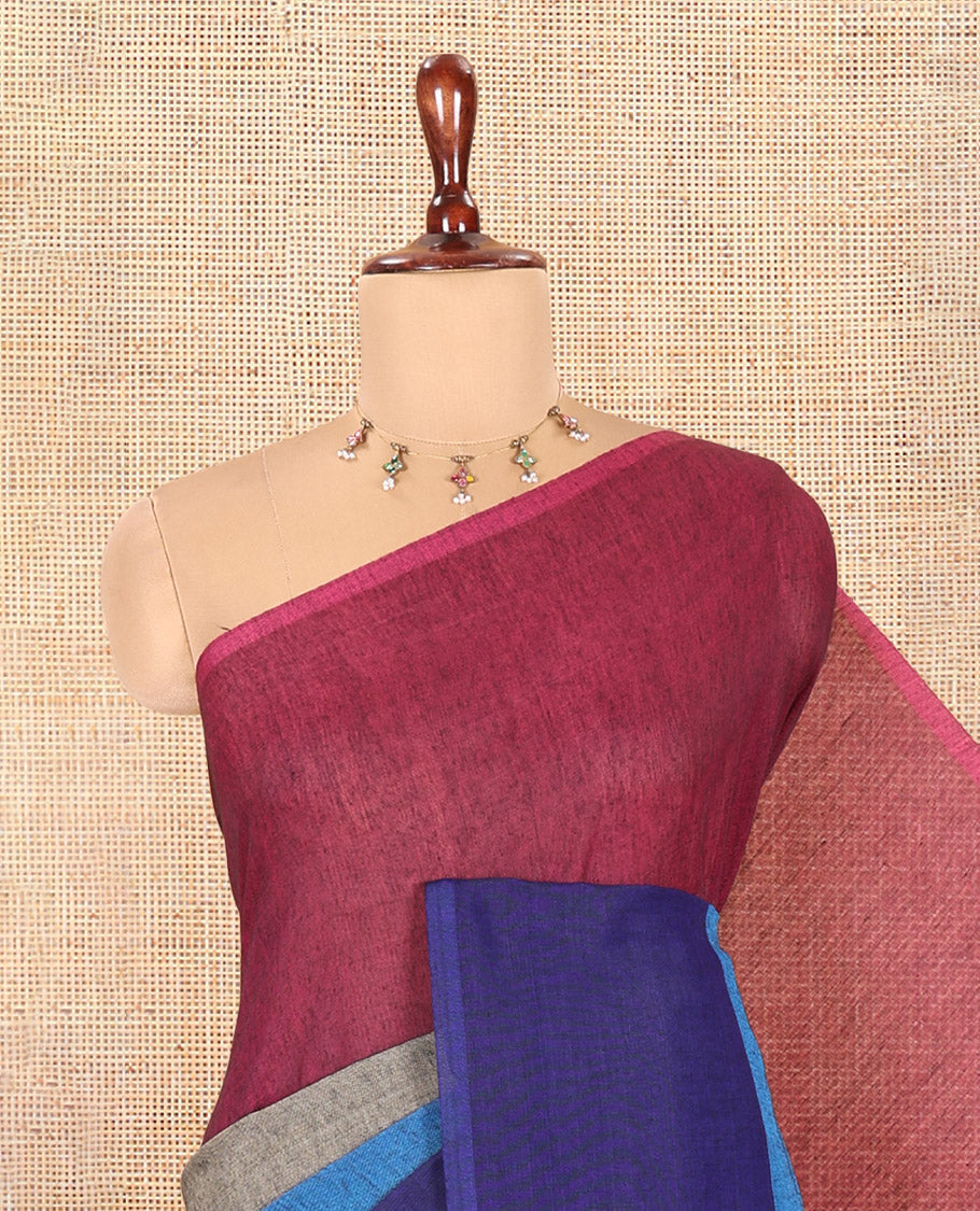 Borderless Navy Blue Khadi Cotton Saree