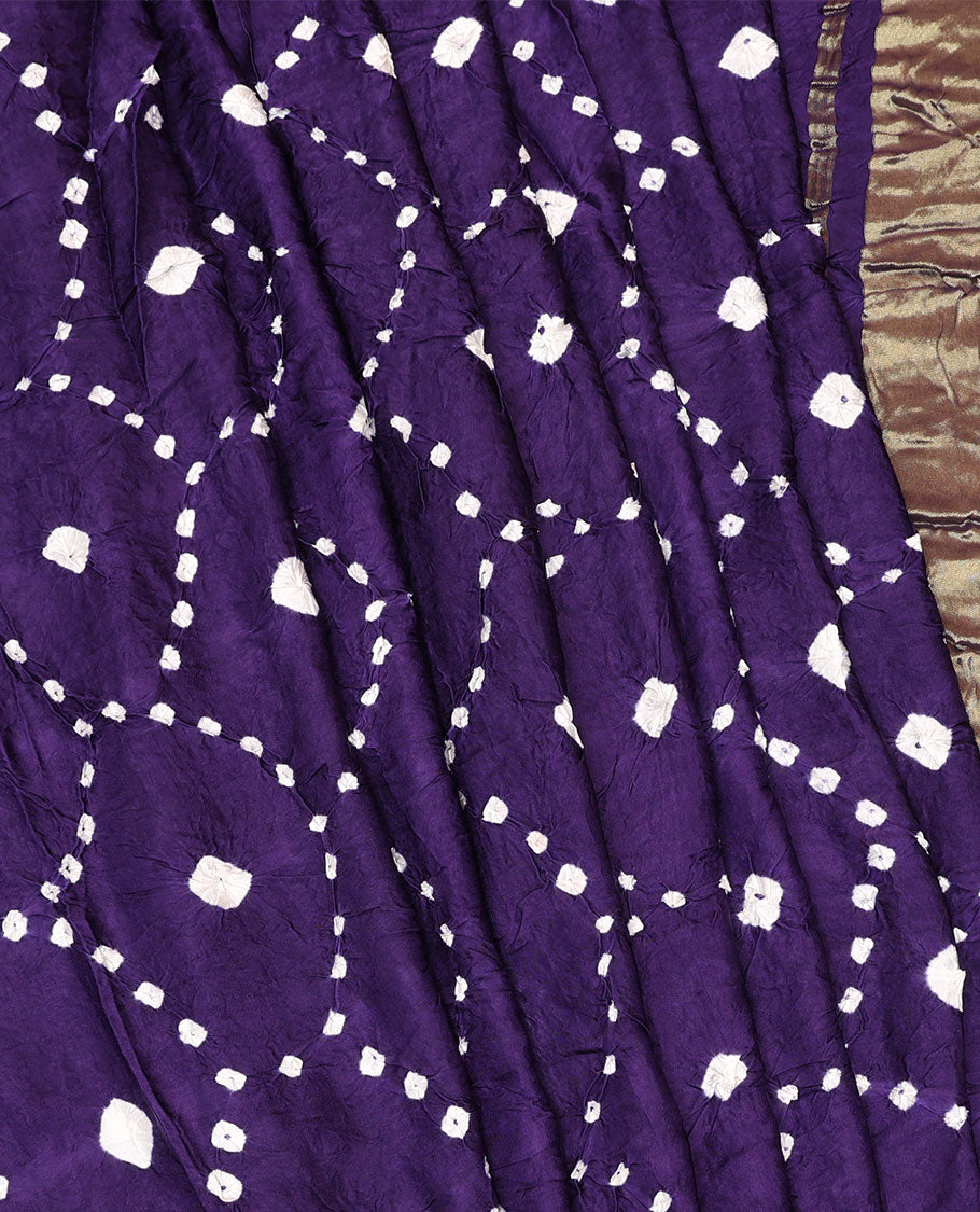 Borderless Violet Bandhani Dola Silk Saree