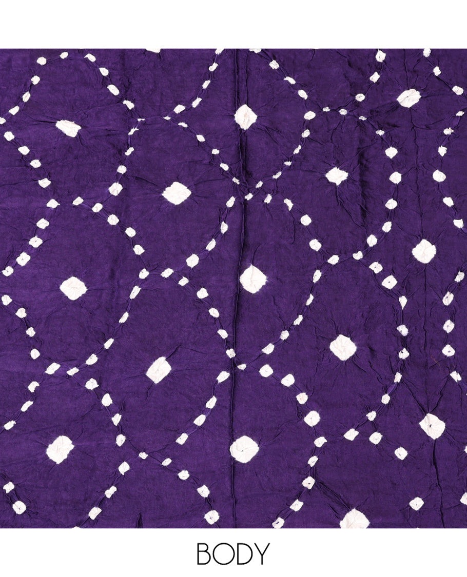 Borderless Violet Bandhani Dola Silk Saree