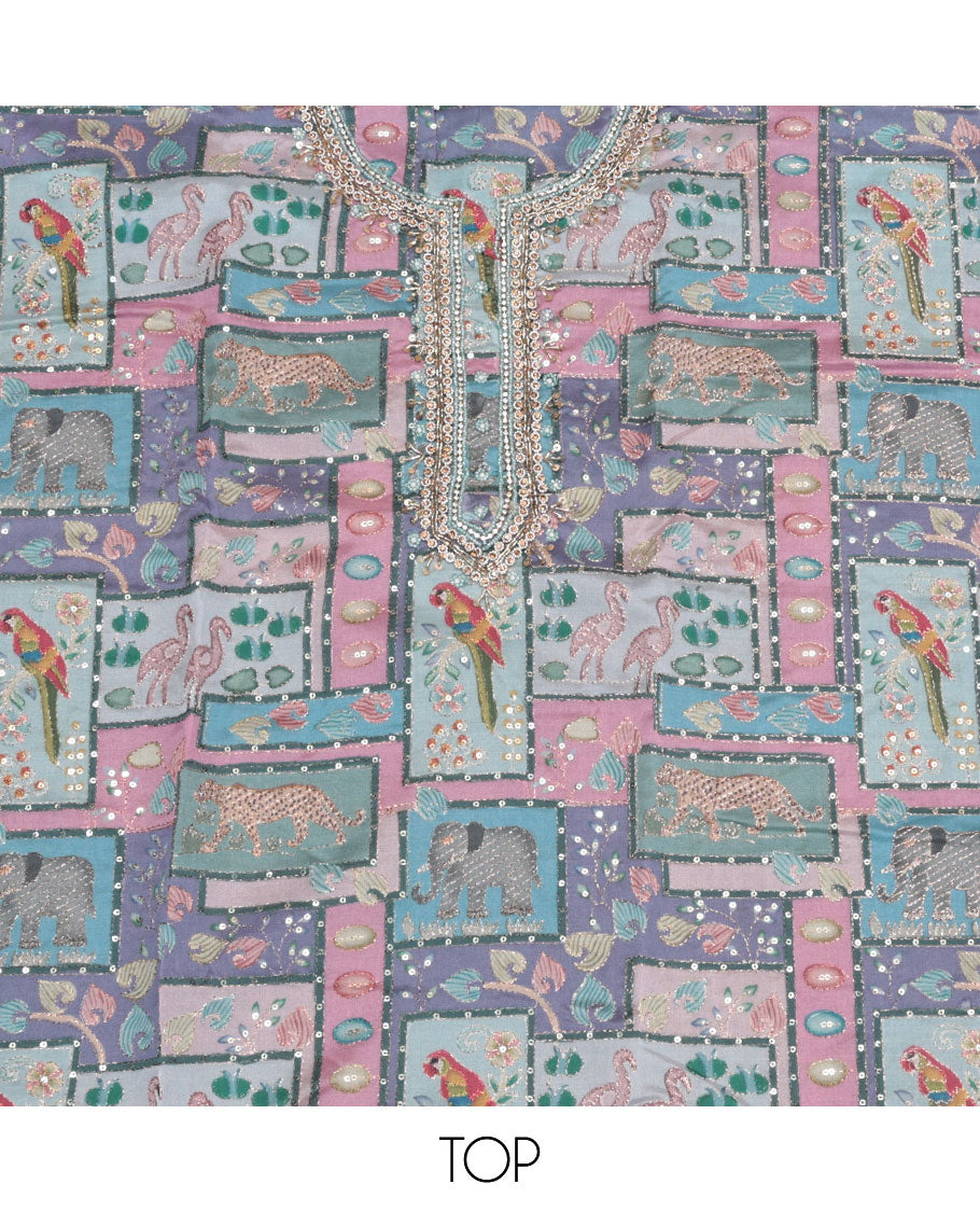 Pale Blue Organza Material Chudidar Set