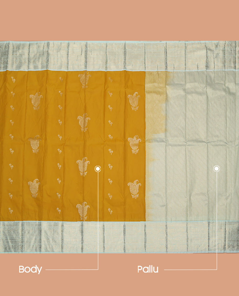 Mustard Zari Design Border Budget Silk Saree