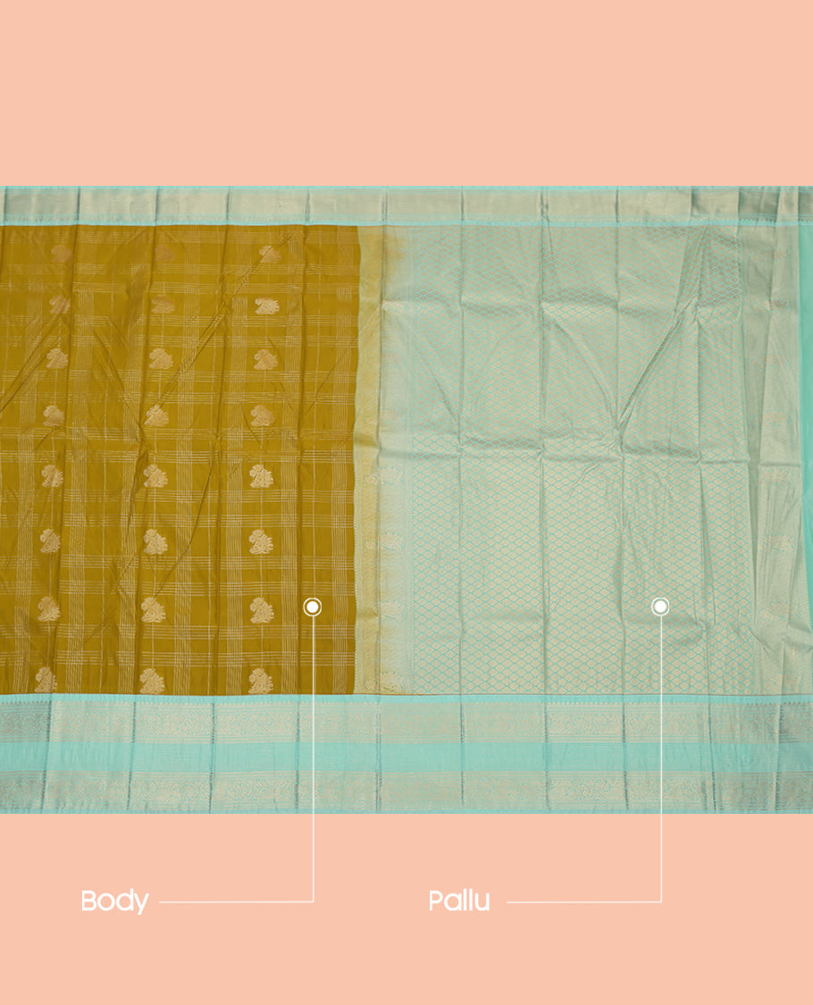 Green Traditional Checks Budget Silk Saree