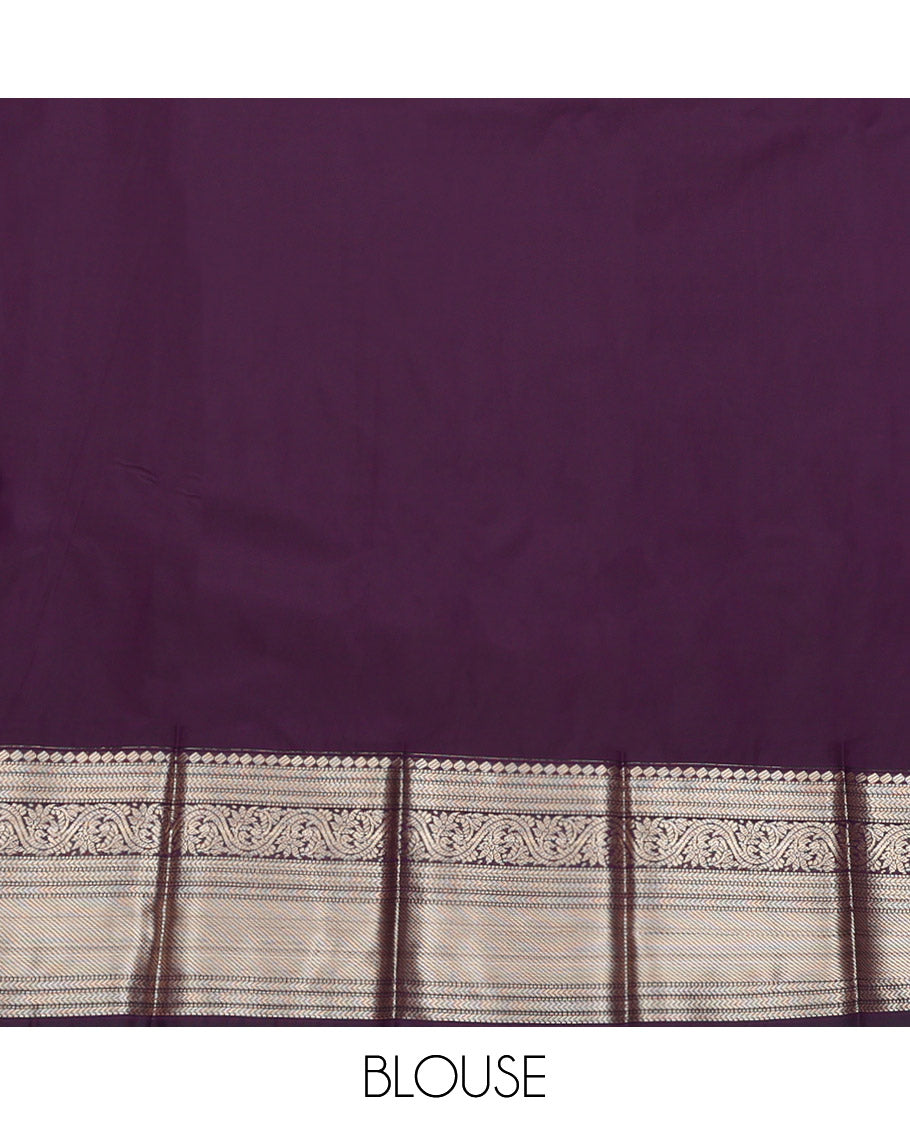 Orange Budget Silk Saree, Crafted with Zari Buttas, Complemented by a Contrast Traditional Zari Border, Grand Pallu, and Contrast Blouse