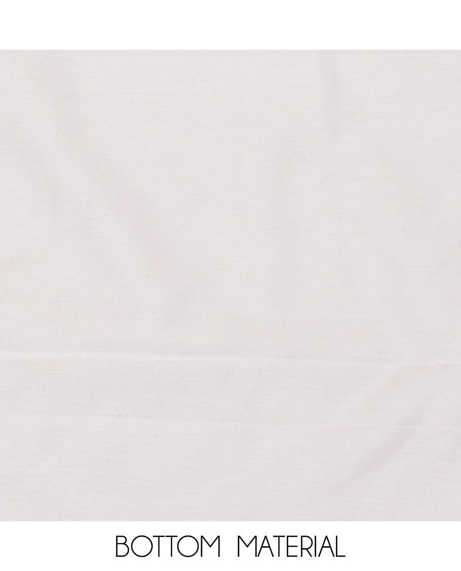 White Cotton Material Churidar Set, Decorated with Macaw Bird Sugar Bead-Embroidered Top, Matching Bottom, and Sugar Bead-Embroidered Kota Dupatta
