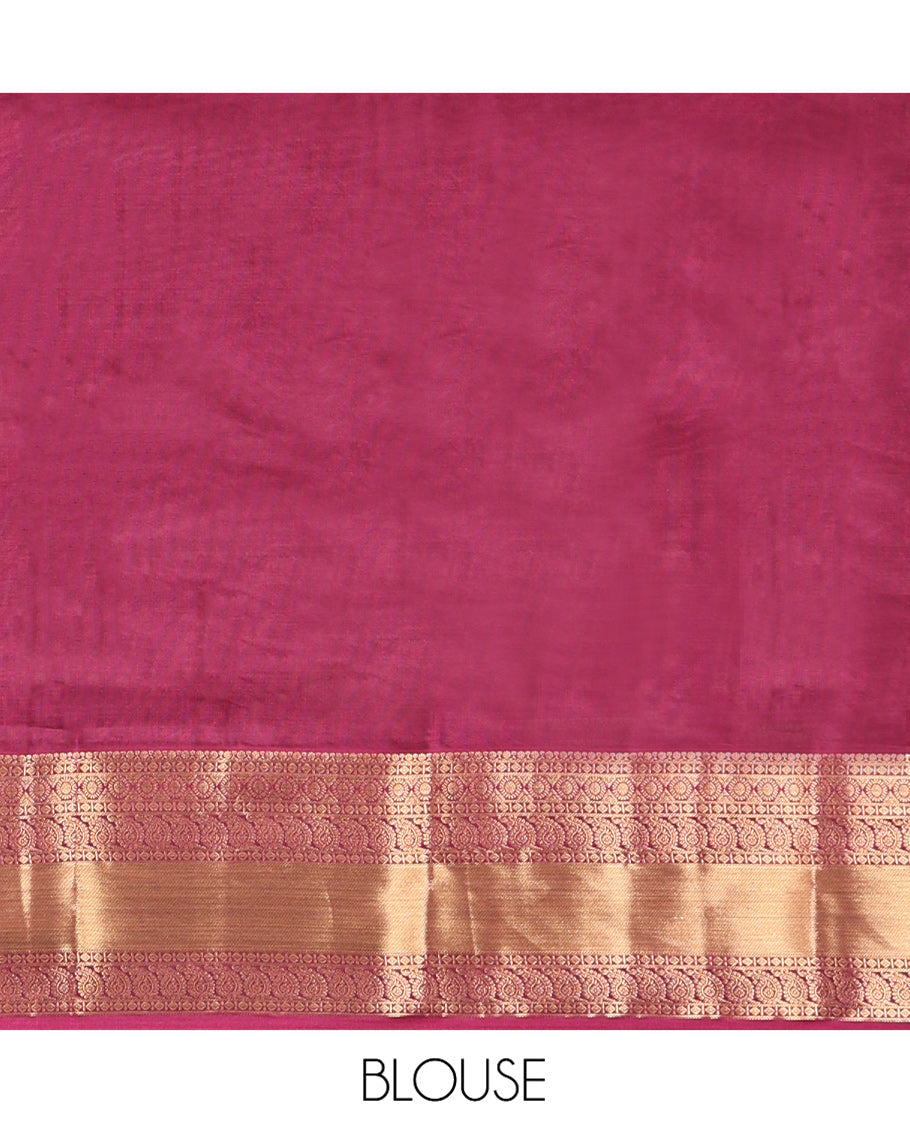 Grey Vasundhara Lite Silk Mix Saree, Subtly Sparkled With Zari Buttas All Over Its Body, Complemented by Contrast Border of Chakram and Manga Designs, Intricately Designed Pallu and Paired with a Contrast Blouse