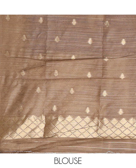 Violet zari jaal-patterned Burberry silk saree, contrast diamond-patterned zari border, jaal pallu & zari design blouse