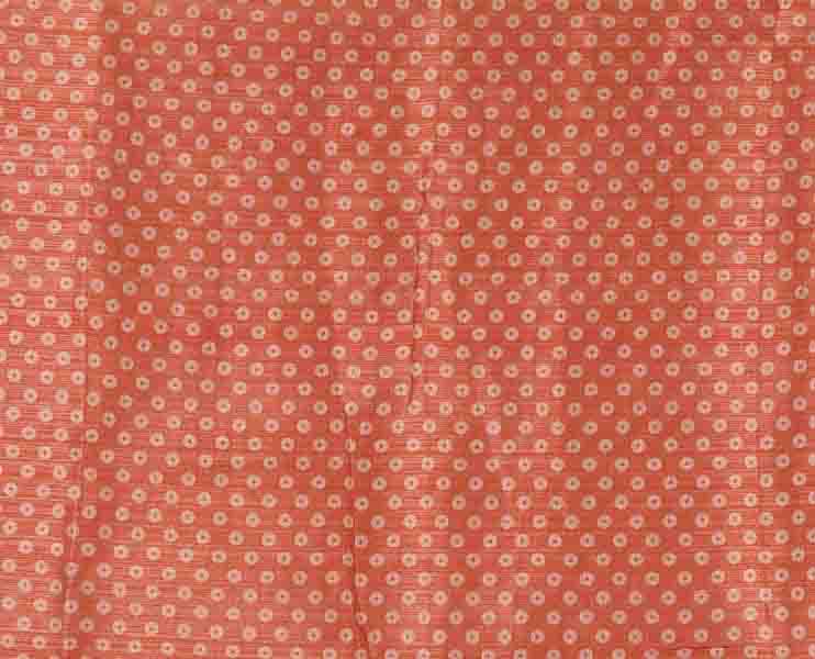 Borderless sandal-rust plain ombre-colored tissue saree, plain pallu & circle motifs printed blouse