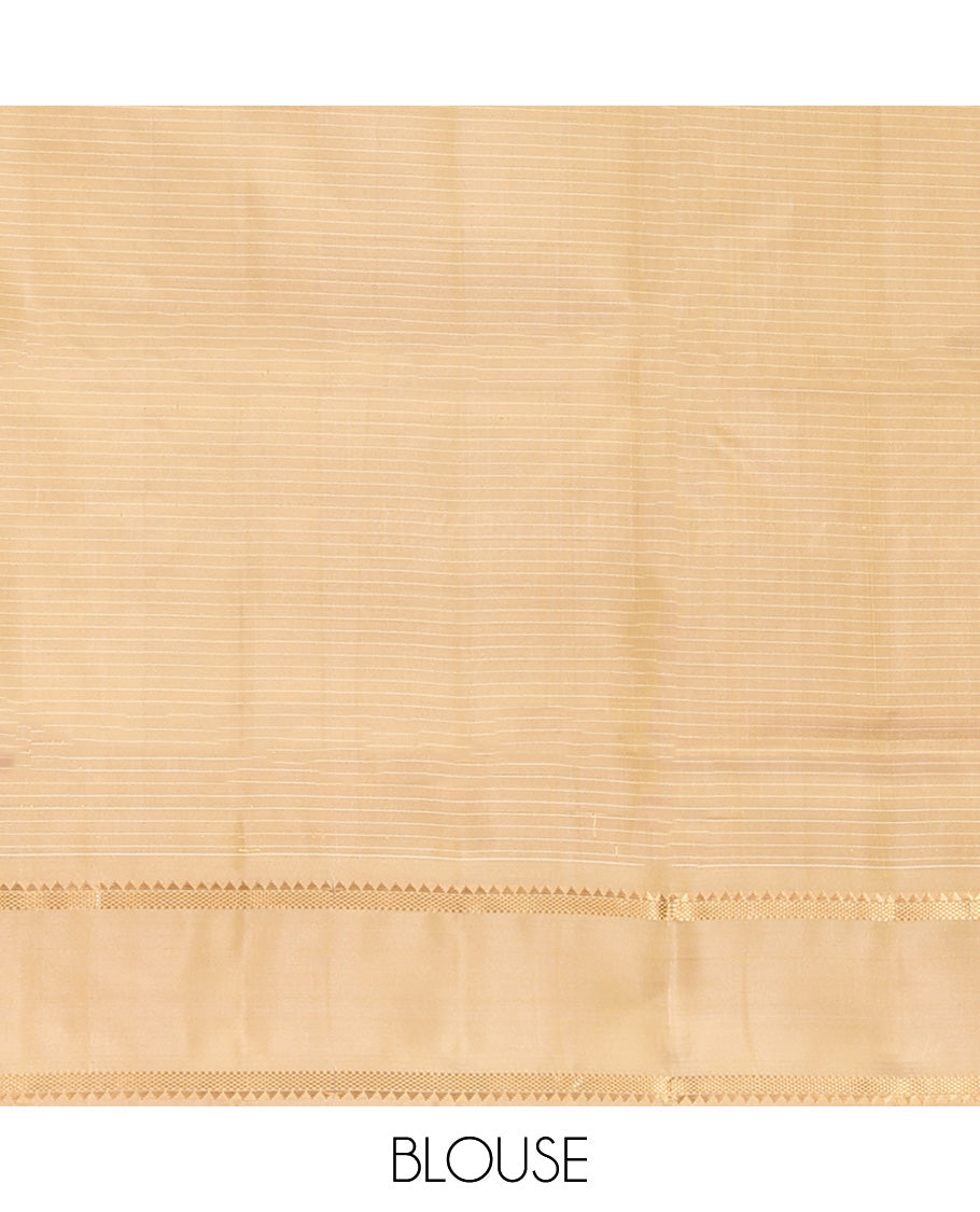 Sandal Mayuri Lite Silk Mix Saree, Detailed with Micro-Checked All Over Its Body, Complemented by a Contrast Rettai Pettu Border of Rekku, Muthu, and Bentex Designs, Pallu of Checked Designs, and Paired with a Contrast Blouse