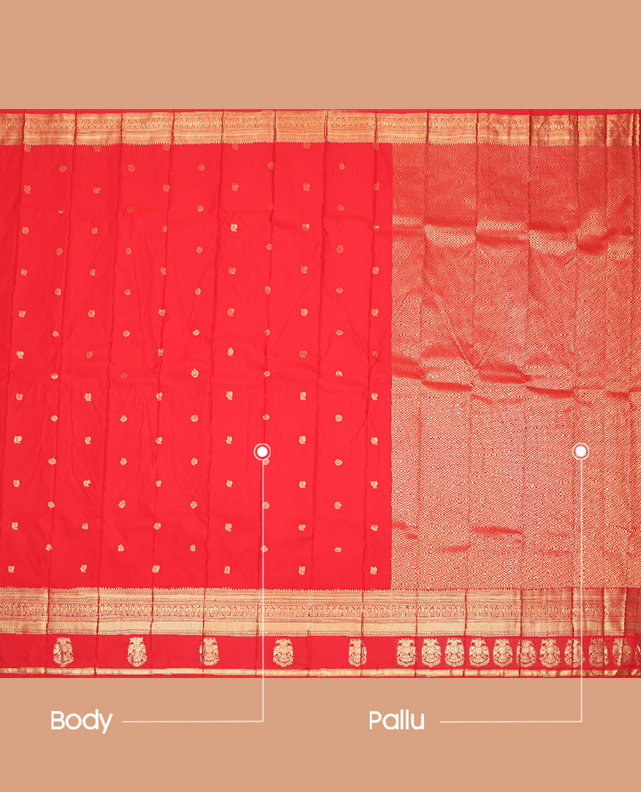 Red Traditional Zari Design Border Budget Silk Saree