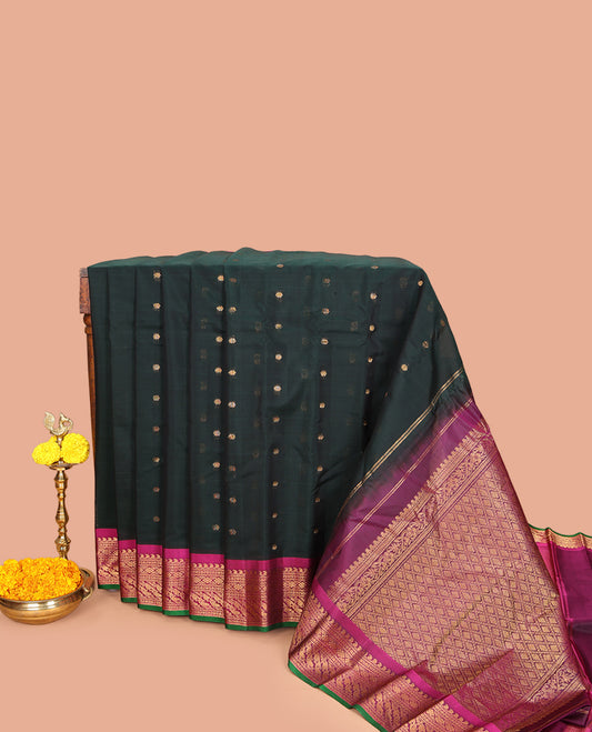 Dark Green Gadwal Silk Saree