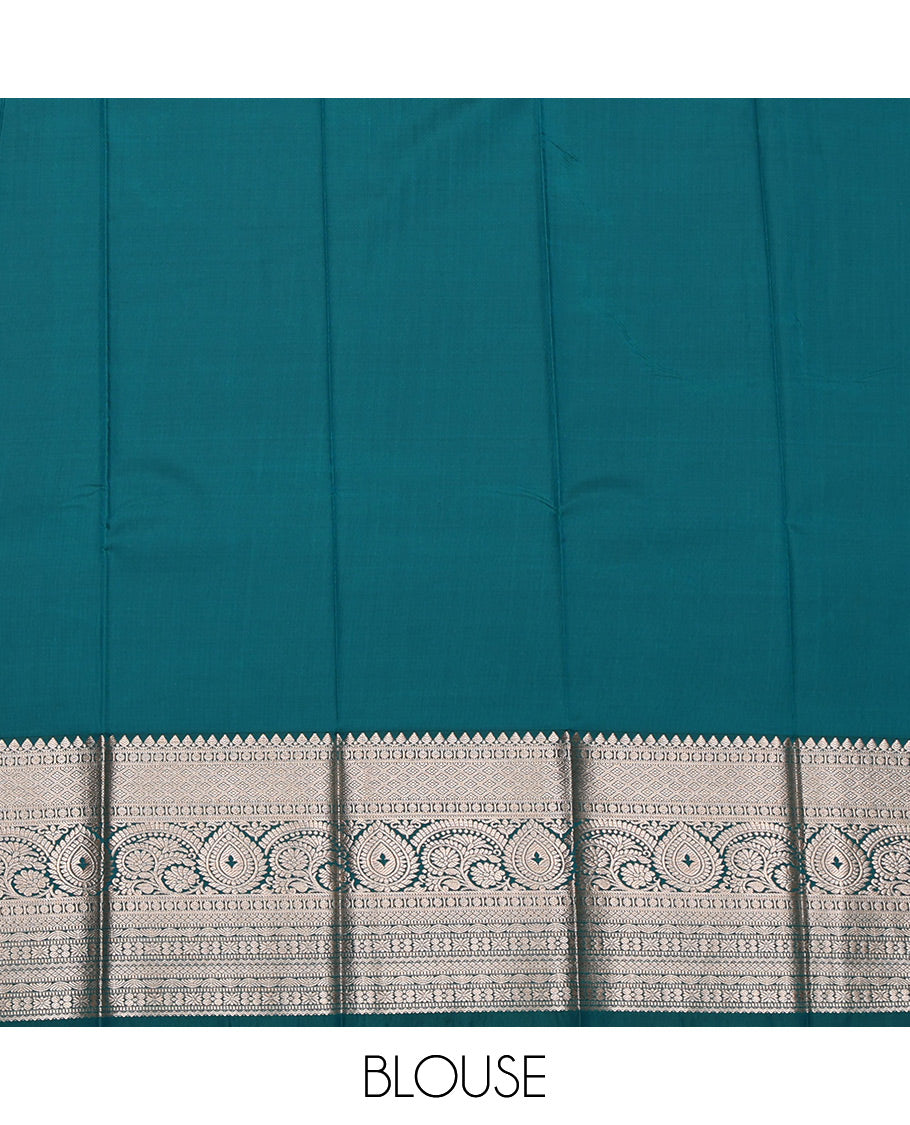 Pink Budget Silk Saree, Detailed with Zari Buttas All Over Its Body, Complemented by a Contrast Traditional Zari Design Rettai Pettu Border, Intricately Designed Pallu, and Paired with a Contrast Blouse