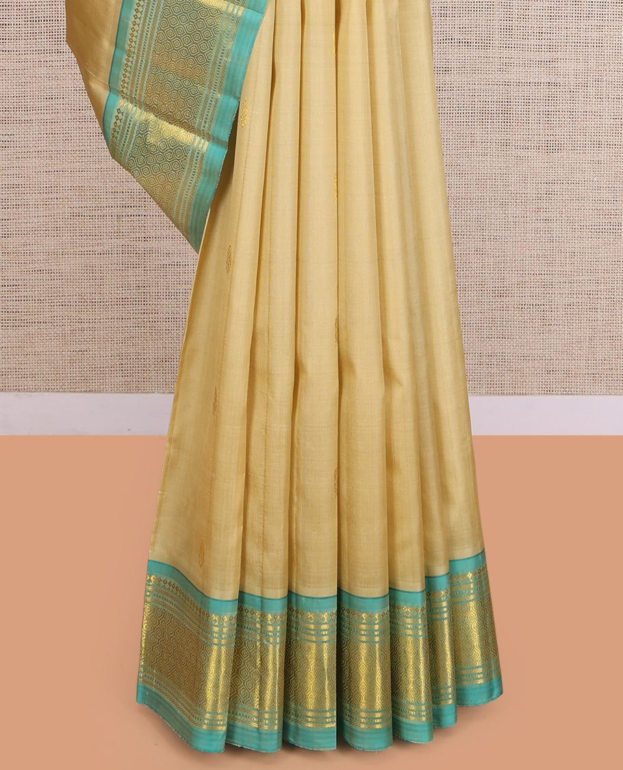 Light Sandal Contrast Kanchipuram Silk Saree