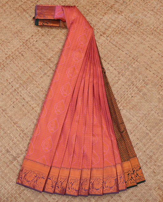 Pink Budget Silk Saree, Finely Crafted with Jacquard Design, a Contrast Traditional Zari Border, Grand Pallu, and a Contrast Blouse