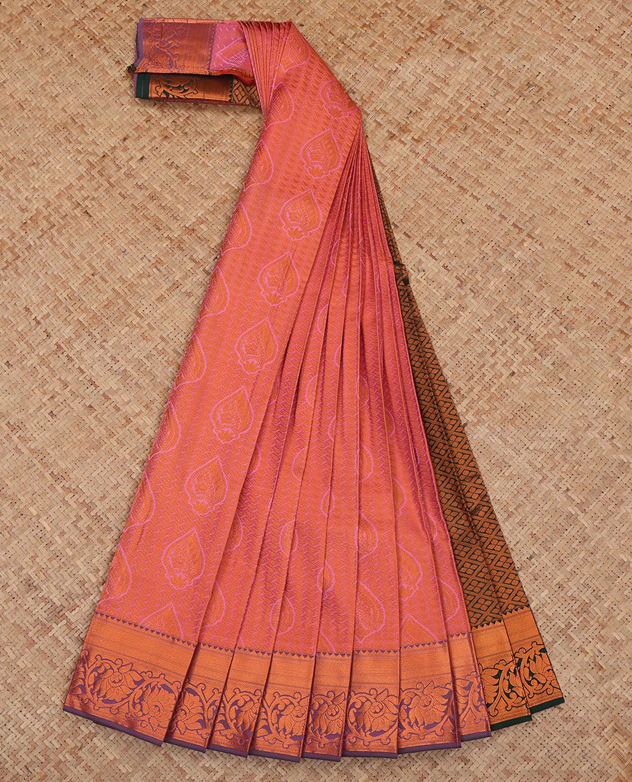 Pink Budget Silk Saree, Finely Crafted with Jacquard Design, a Contrast Traditional Zari Border, Grand Pallu, and a Contrast Blouse