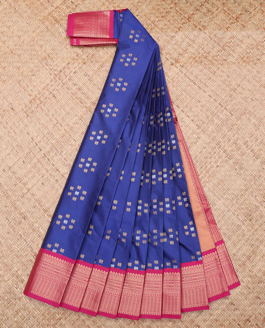 Blue Peacock Design Butta Budget Silk Saree