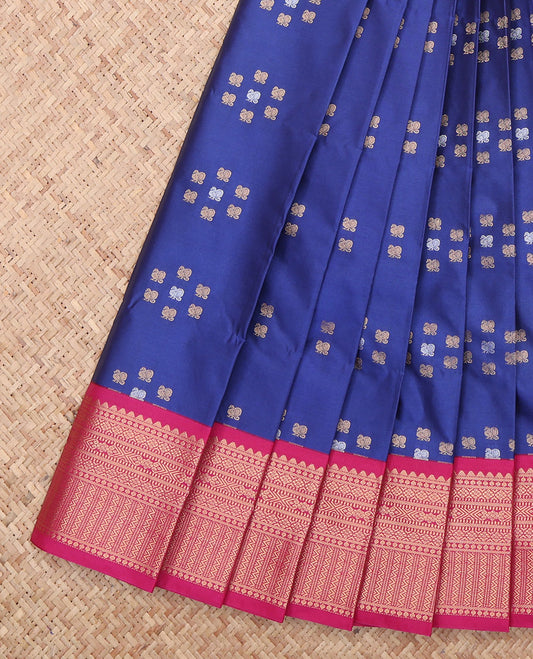 Blue Peacock Design Butta Budget Silk Saree