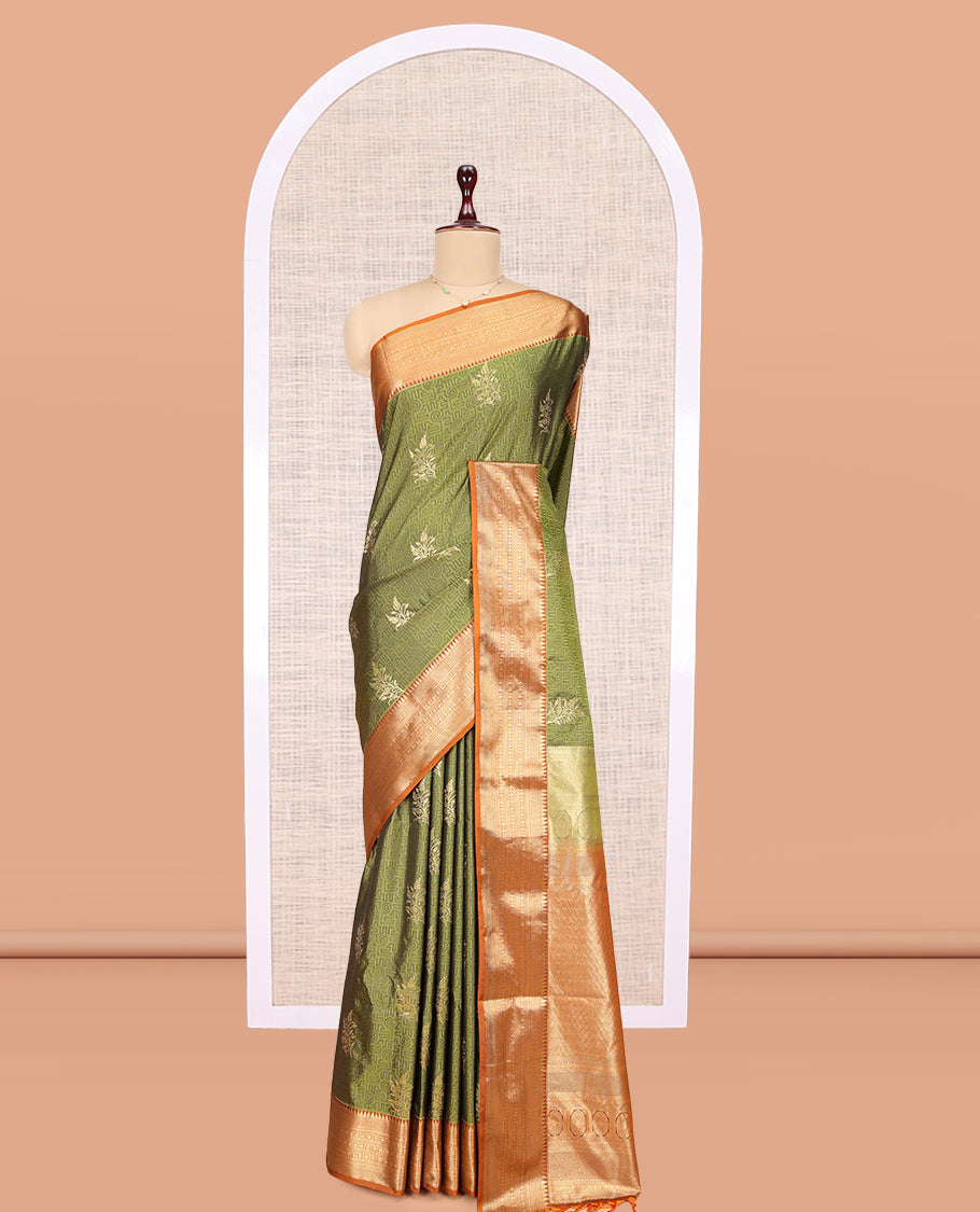 Green Embossed Budget Silk Saree