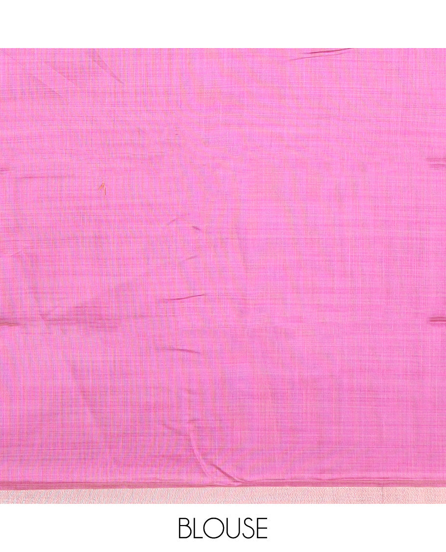 Blue bird motifs printed Chirala cotton saree, bavanji border, and contrast block printed pallu