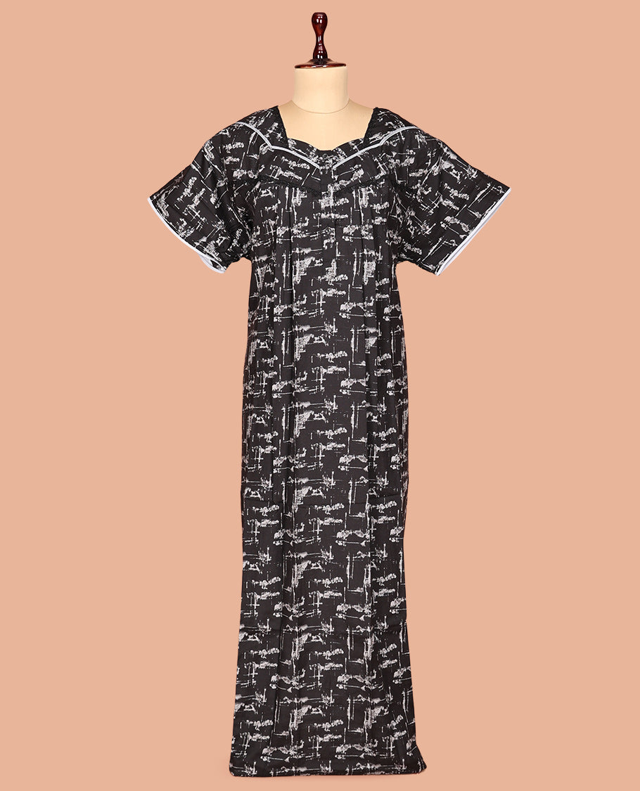 Black Cotton-Blended Nighty