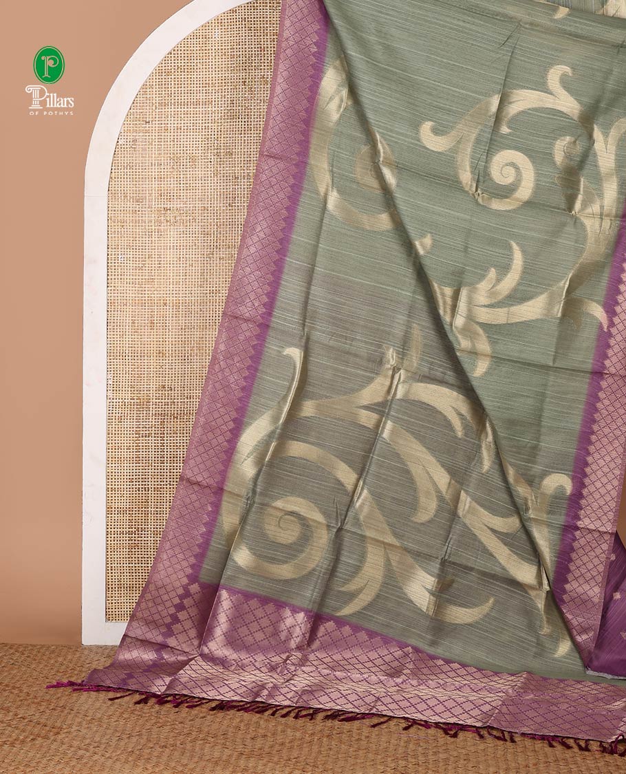 Pista green zari jaal-patterned Burberry silk saree, contrast diamond-patterned zari border, jaal pallu & zari design blouse