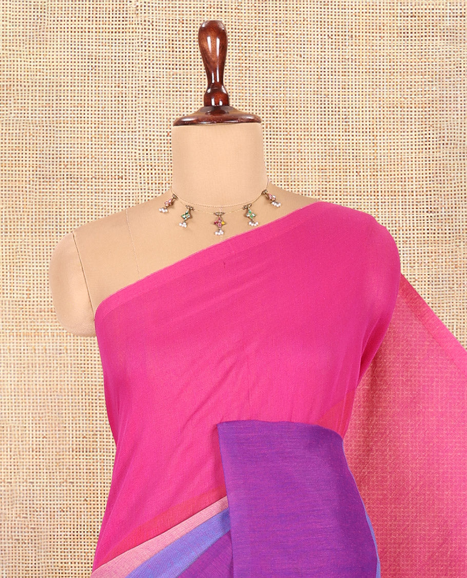 Borderless Violet Khadi Cotton Saree