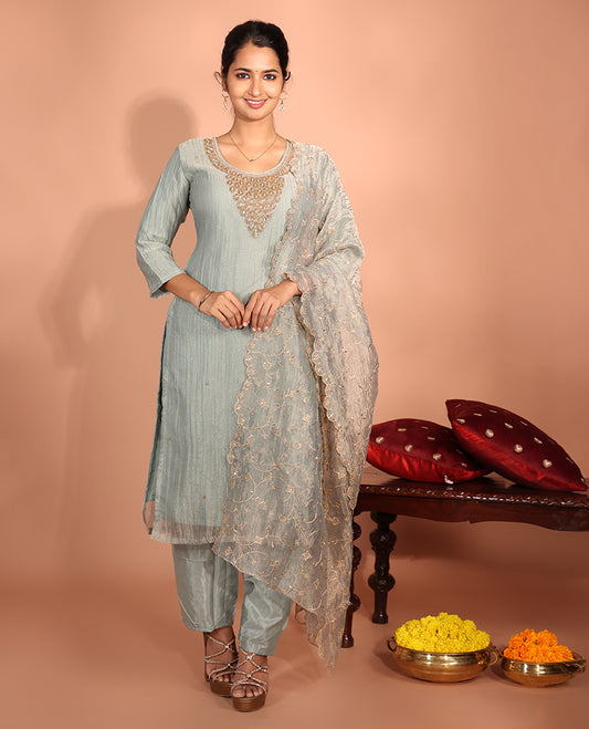Grey Salsa Fabric Readymade Suit