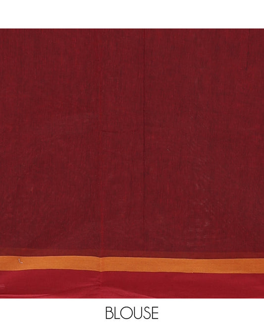 Maroon veldhari & floral motifs Coimbatore cotton saree, contrast plain border & floral design pallu