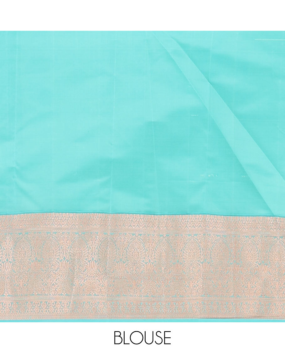 Green zari buttas Vasundhara silk mix saree, contrast traditional zari border & pallu of intricately zari woven jaal design