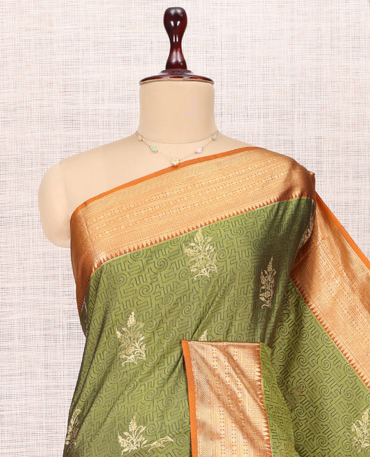 Green Embossed Budget Silk Saree