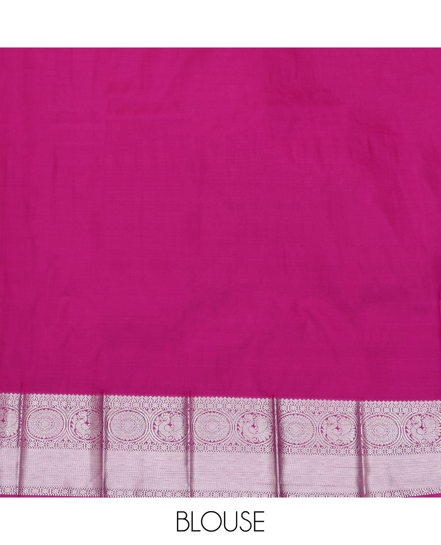 Pink Budget Silk Saree, Adorned with Buttas All Over Its Body, Complemented by a Contrast Traditional Zari Design Border, Grand Jaal Pallu, and Paired with a Contrast Blouse