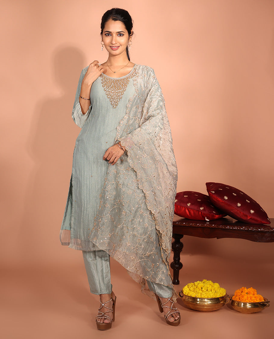 Grey Salsa Fabric Readymade Suit