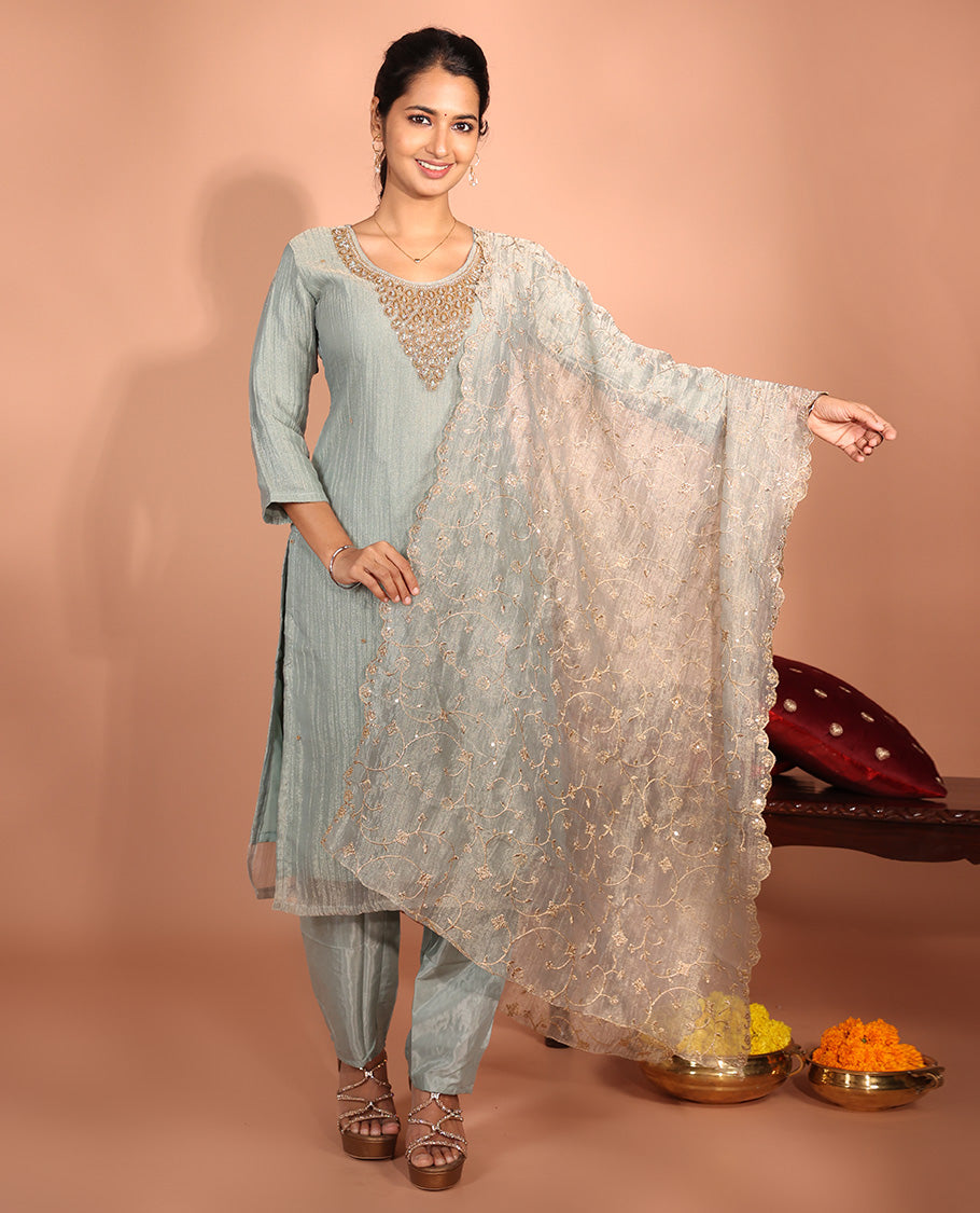 Grey Salsa Fabric Readymade Suit