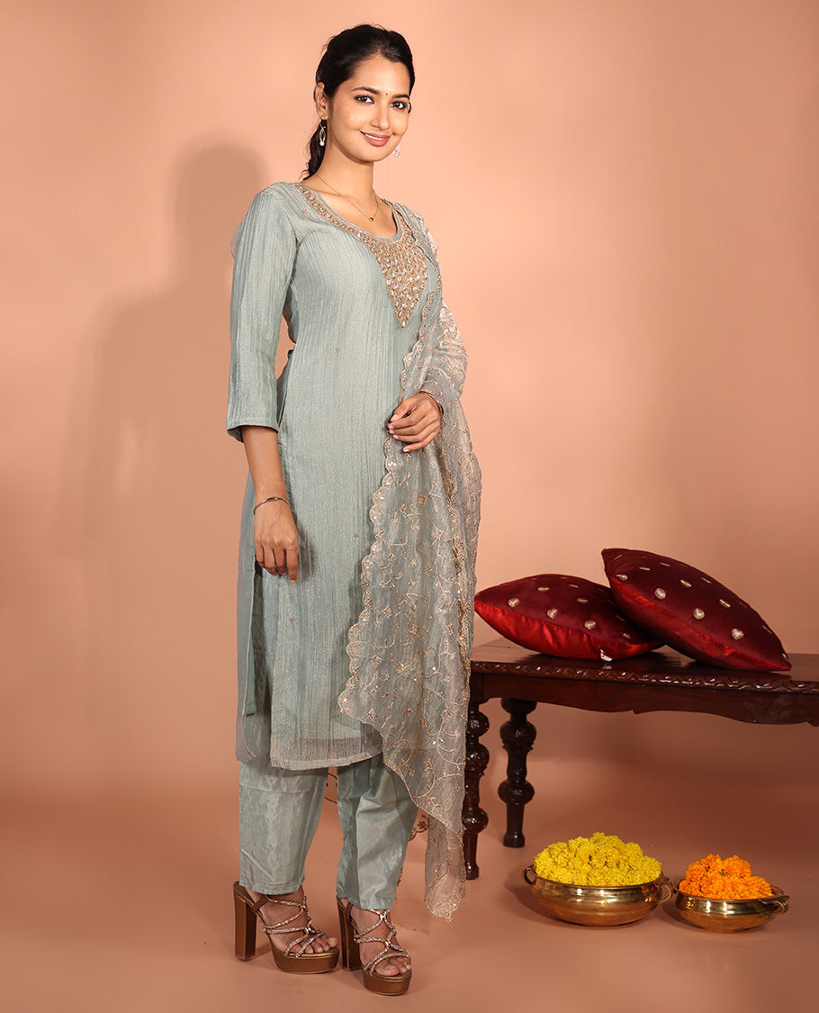 Grey Salsa Fabric Readymade Suit