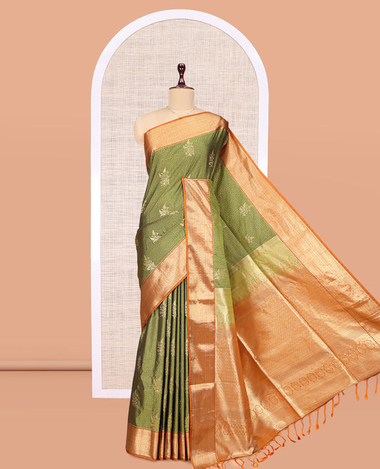 Green Embossed Budget Silk Saree