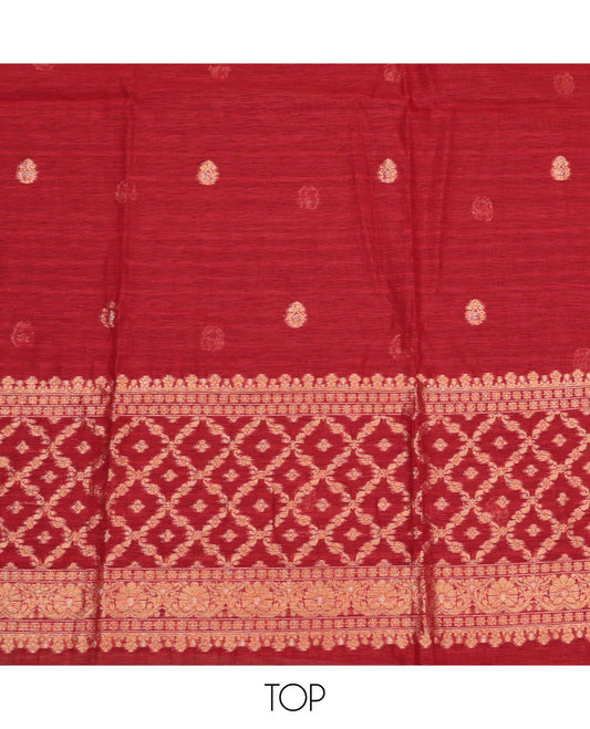 Red Kora Silk Material Chudidar Set