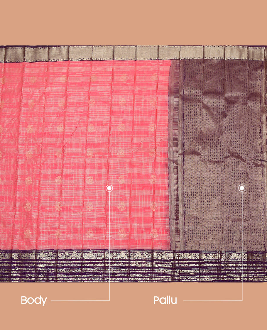 Pink Traditional Zari Design Border Budget Silk Saree