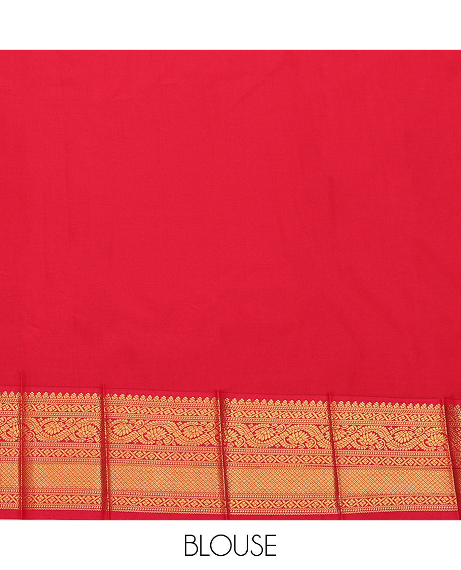 Blue Budget Silk Saree, Gleamed Up with Zari Buttas All Over Its Body, Complemented by a Contrast Traditional Zari Design Border, Grand Jaal Pallu, and Paired with a Contrast Blouse