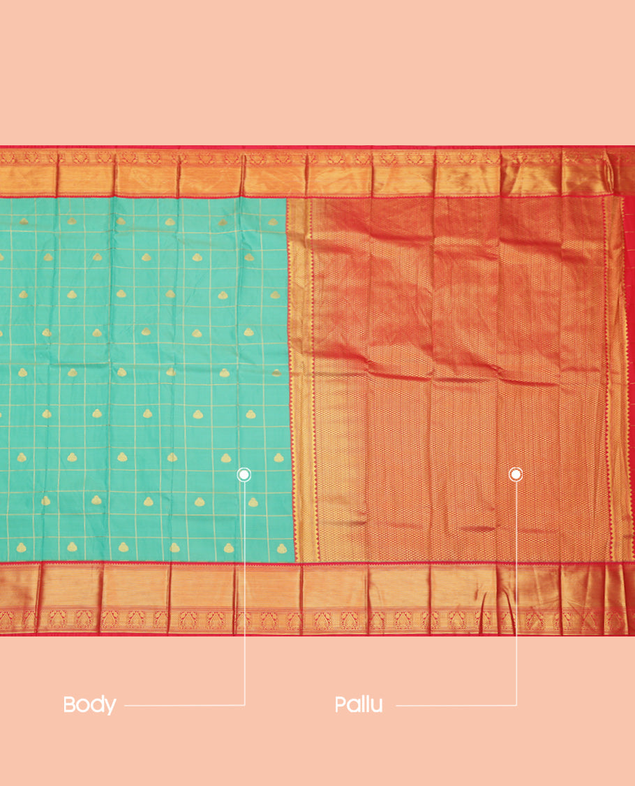 Turquoise Budget Silk Saree