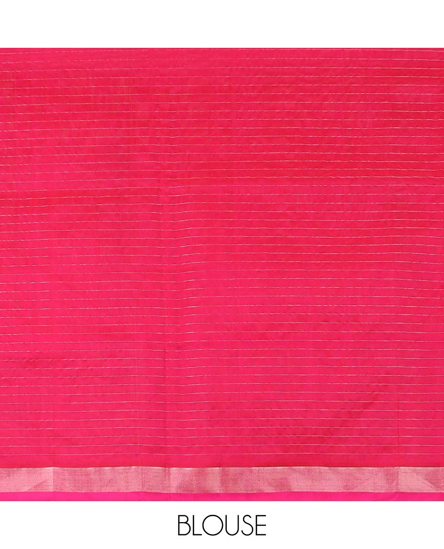 Blue checked & buttas kuppadam saree, plain border & contrast intricately designed pallu
