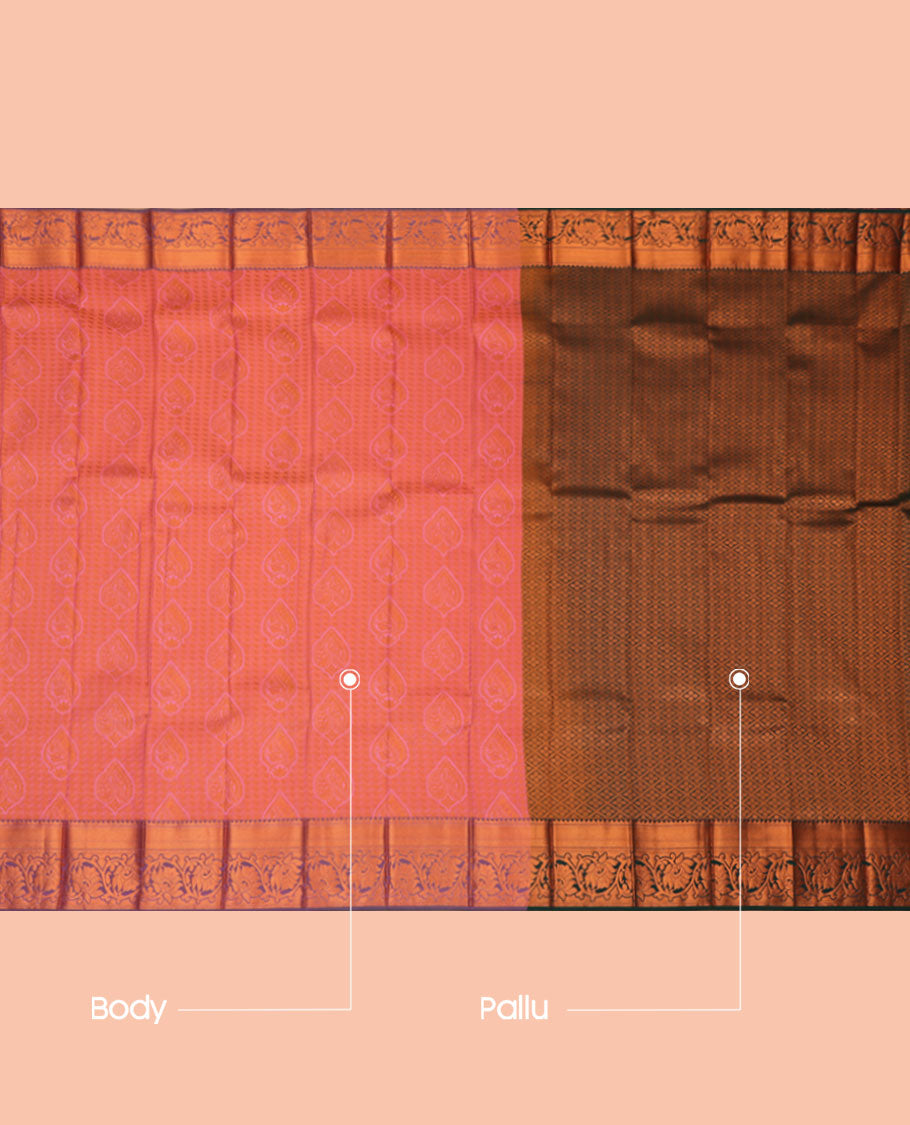Pink Budget Silk Saree, Finely Crafted with Jacquard Design, a Contrast Traditional Zari Border, Grand Pallu, and a Contrast Blouse