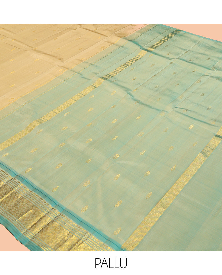 Light Sandal Contrast Kanchipuram Silk Saree