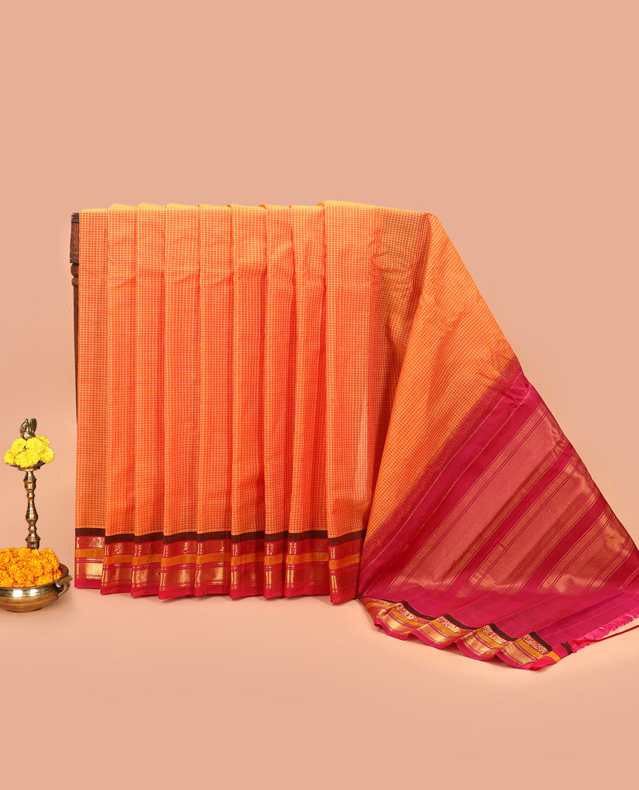 Orange Gadwal Cotton Saree