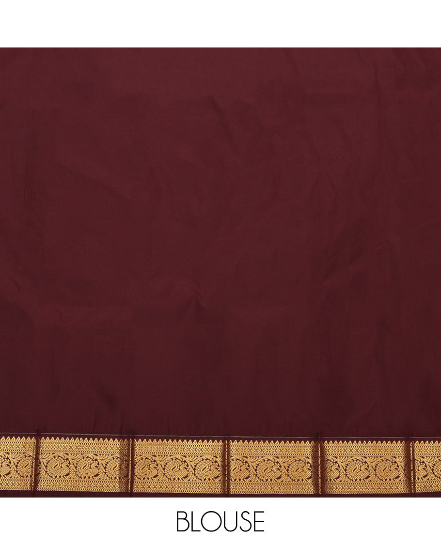 Orange Budget Silk Saree, Graced with Zari Buttas and Stripes, Captivating Contrast Traditional Zari Design Border, Pallu of Jaal Design, and a Contrast Blouse