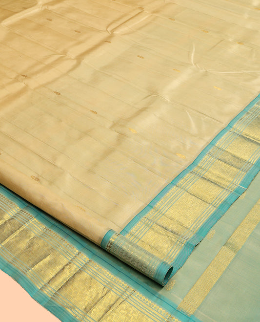 Light Sandal Contrast Kanchipuram Silk Saree